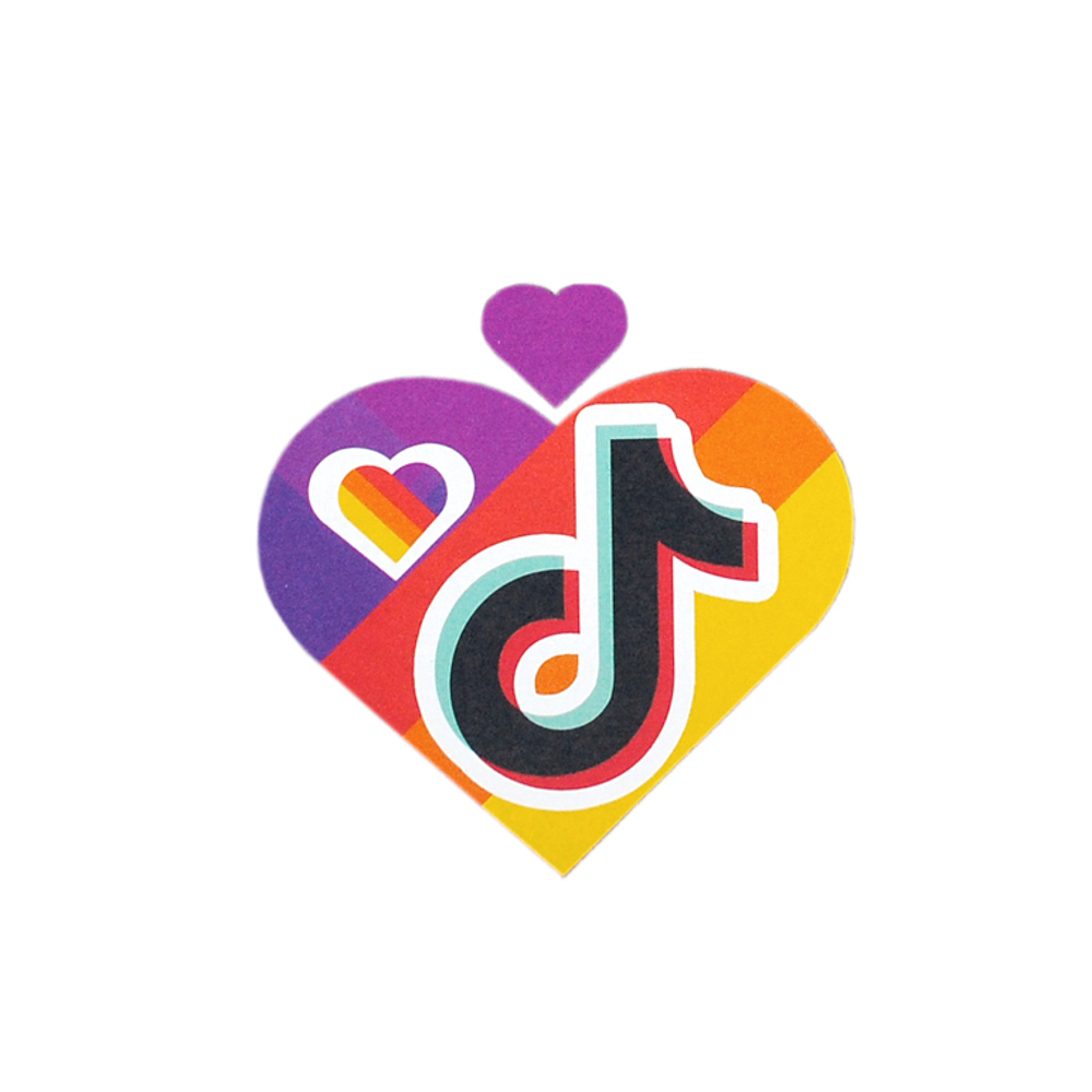 Термоаппликация №8-2 TikTok (двойное сердце с нотой) 10*10см, шт. Термопереводки Детские