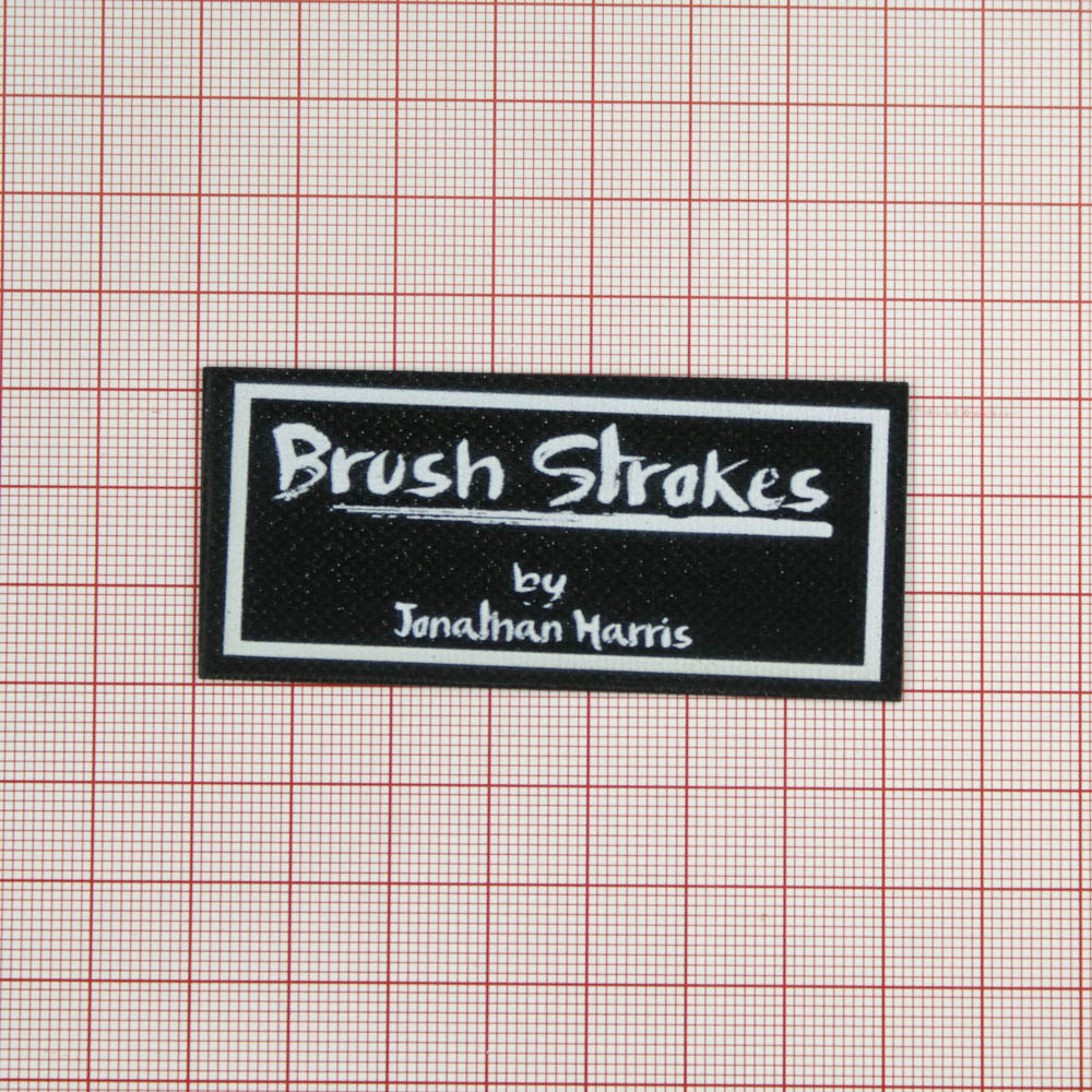 Лейба клеенка блестящая "Brush Strakes" 3*7см черно-белая, шт. Лейба Клеенка