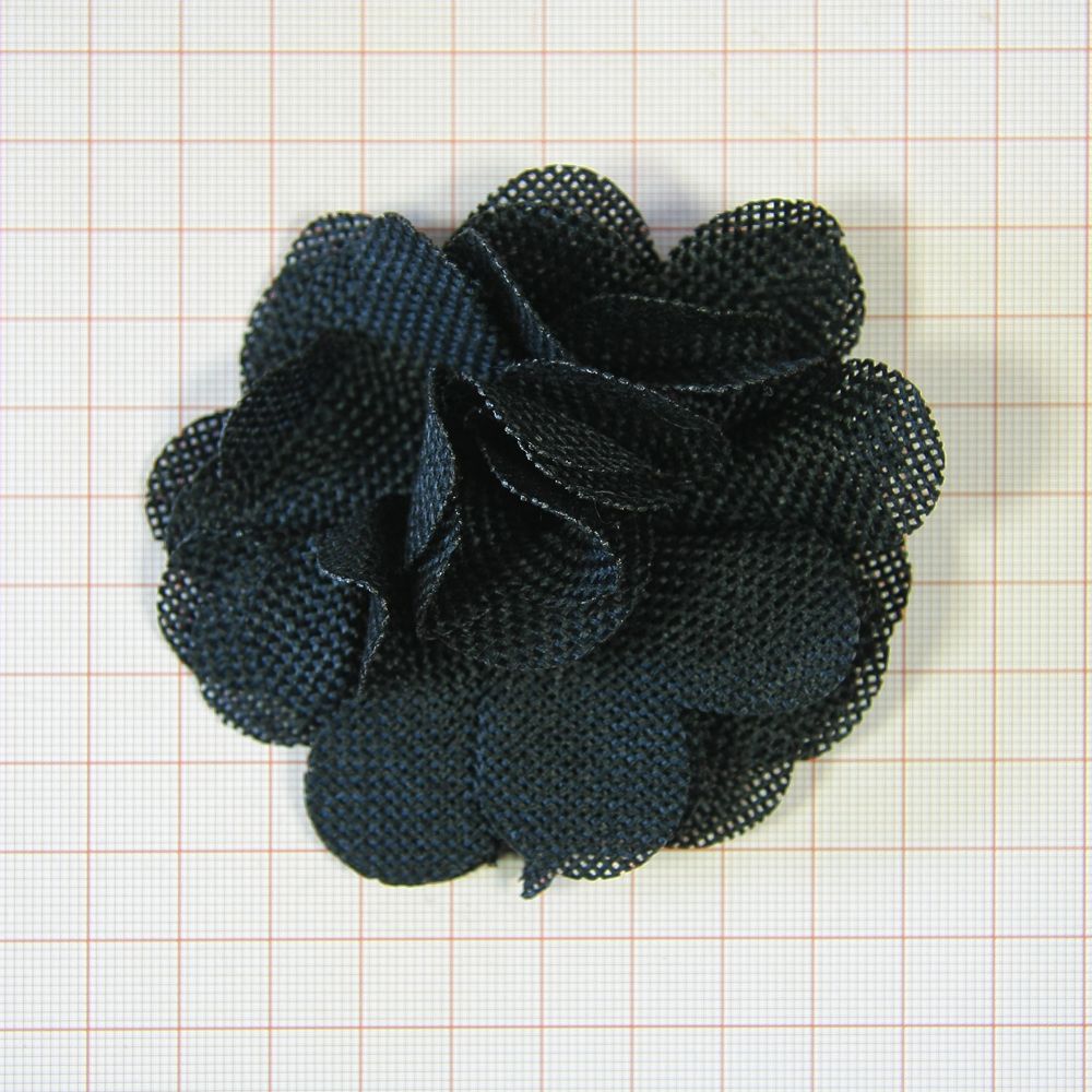 Аппликация декор обувная F-5571 Пион черный бантик-сетка, шт. Аппликации Пришивные Цветы Банты