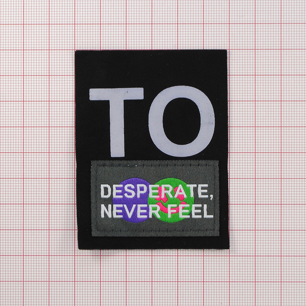 Лейба тканьTO desperate never feel, 5,9*7,7см., чёрн., сер., зел. фиолет., шт. Лейба Ткань