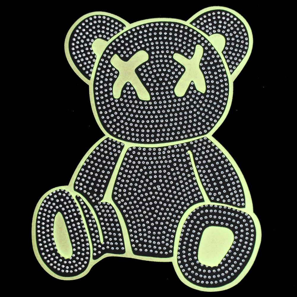 Аппликация композит, Медведь, 15,07*18,48см, DTF флуоресцент, SS6,5, серебро 62581, шт. Аппликация композит