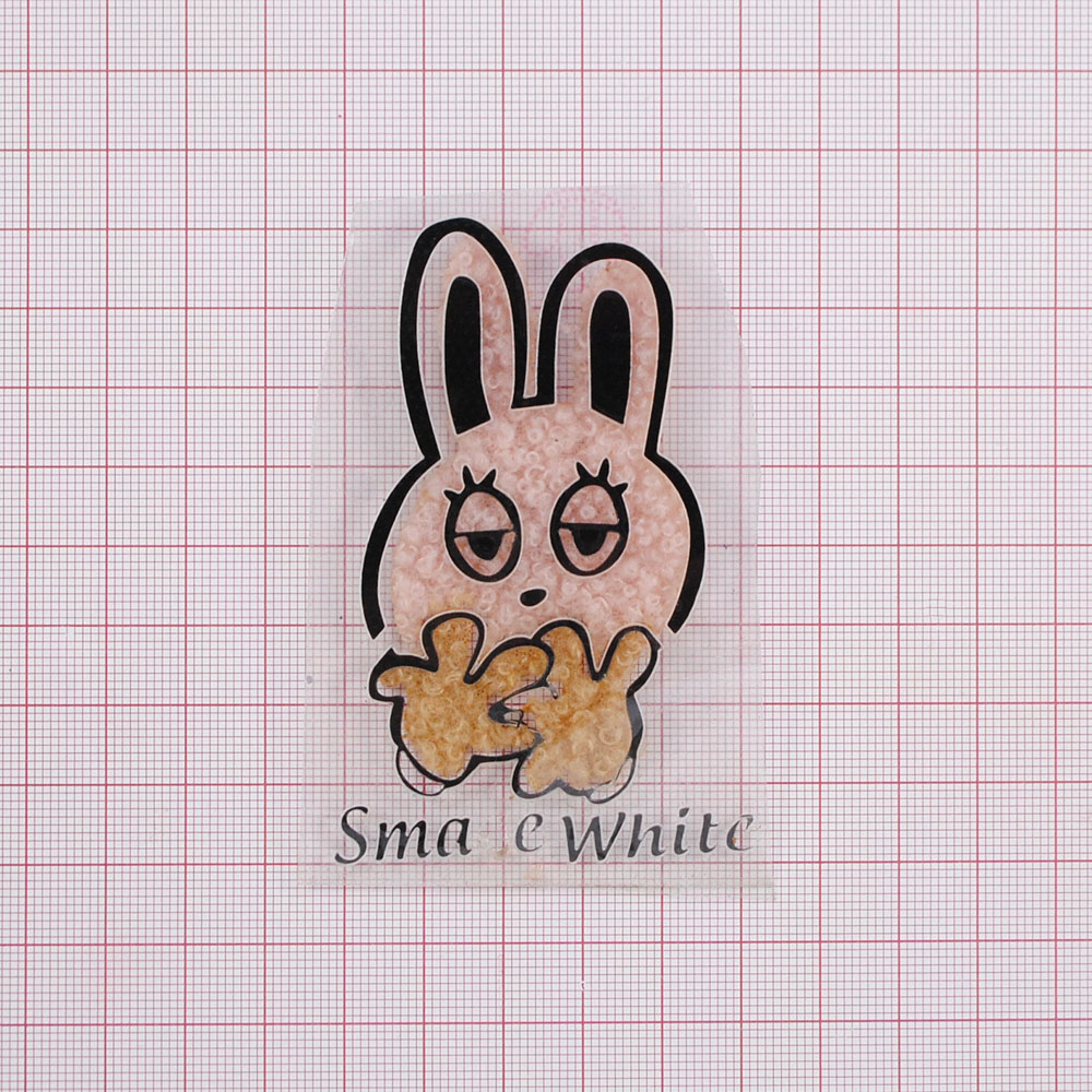 Аппликация тканевая клеевая мех Заяц Smaee White, 5,5*8см, розовый, коричневый, черный, шт. Аппликации клеевые Тканевые