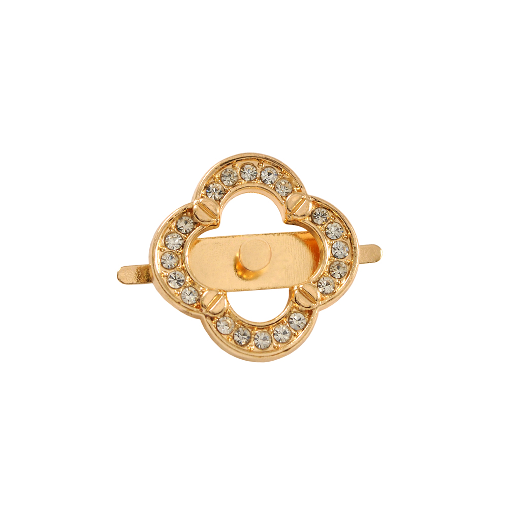 Краб металл 43871 Цветочек 31*31мм GOLD, белые камни. Крабы Металл Геометрия Декор