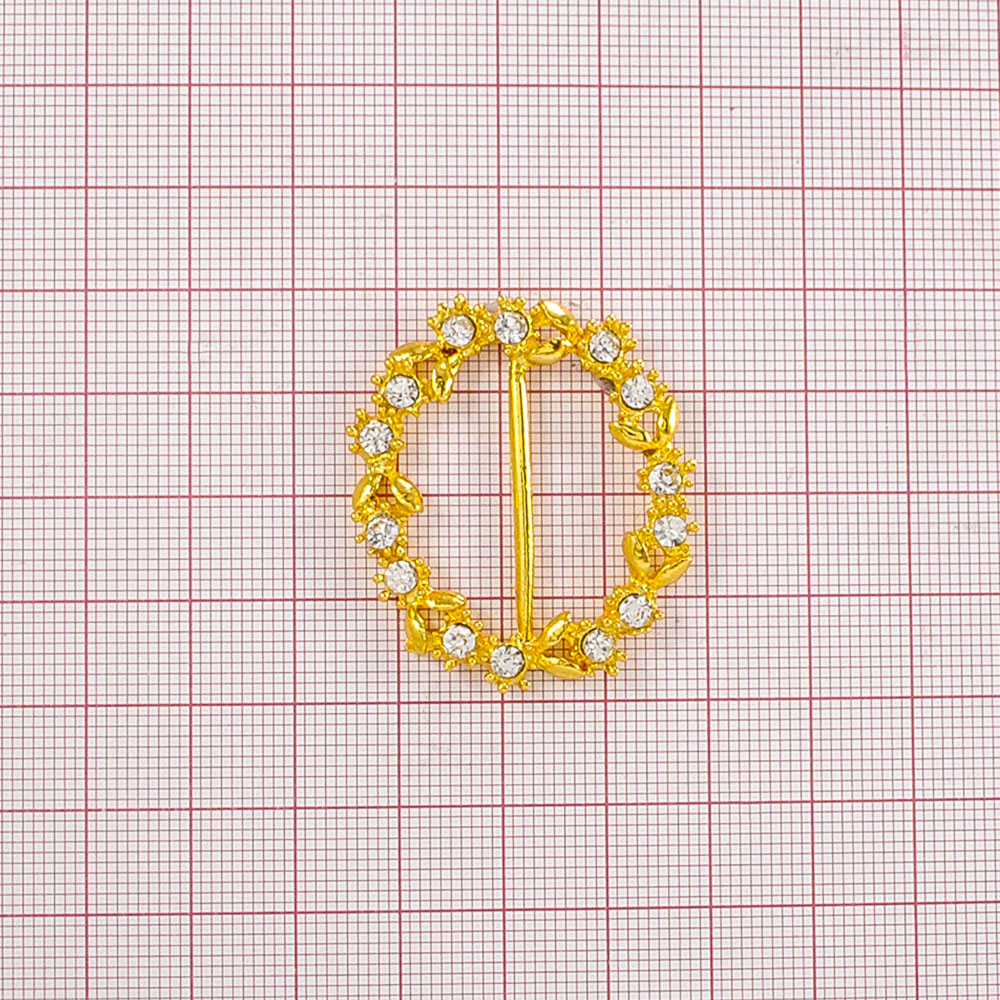 Укр. стекл. 7553 GOLD перетяжка овал 2,5см, шт. Перетяжка металл со стразами