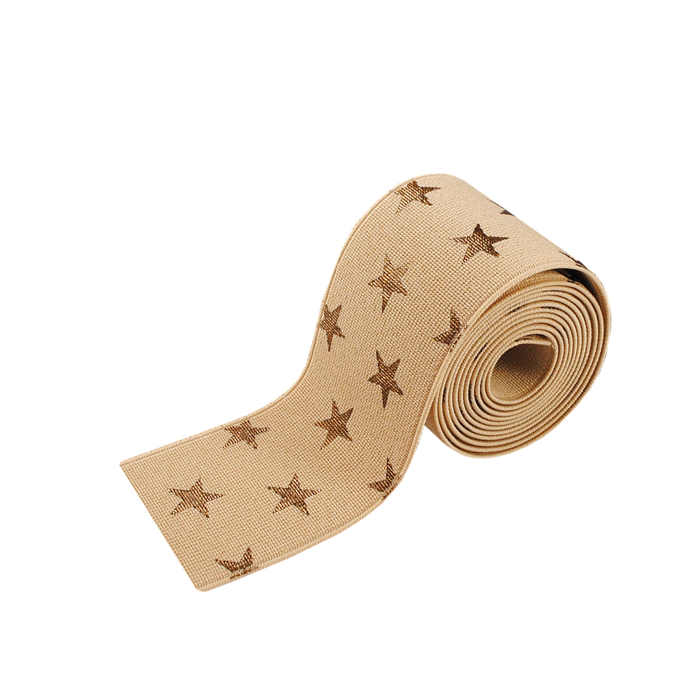 Резинка с накаткой Звезды 5см, бежевый, медный, ярд. Резинка