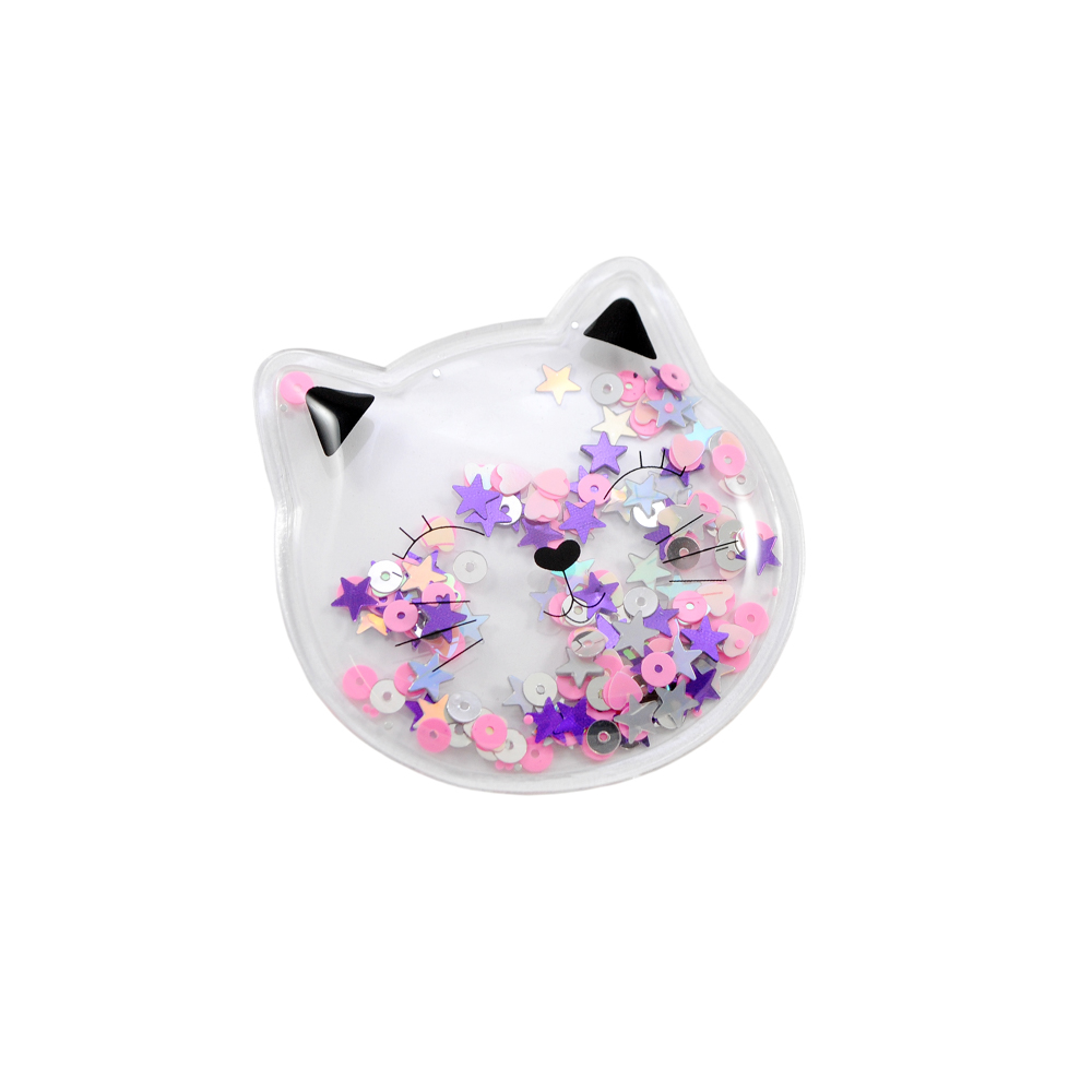 Аппликация пришивная силиконовая Аквариум Кот, 6,5*7см, прозрачный, черный, розовый, фиолетовый, золотой, шт. Аппликации Пришивные Резина, Силикон