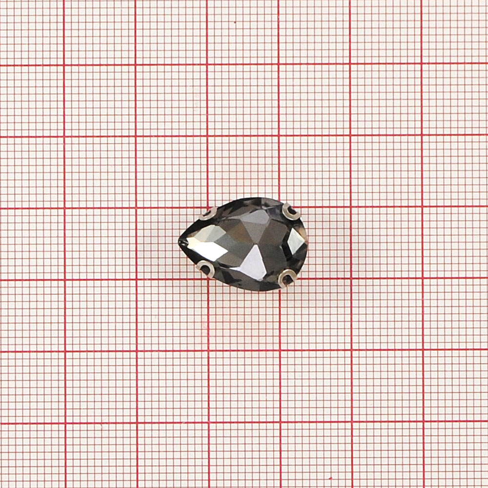 Стразы пришивные в металле, капля, 1,3*1,8см, black diamond, шт. Стразы пришивные в металле
