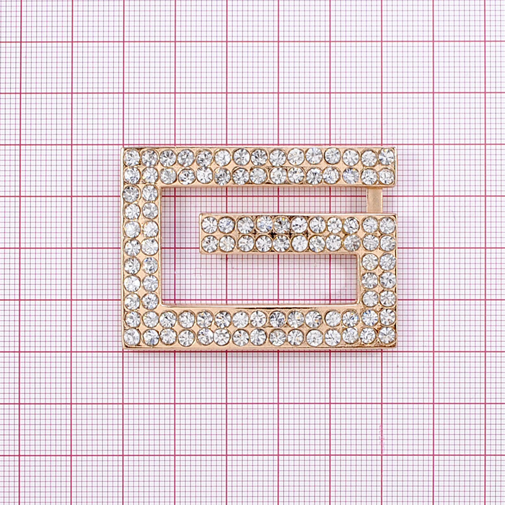 Краб металл "G" /краб/ GOLD, белые камни, шт. Крабы Металл Геометрия Декор