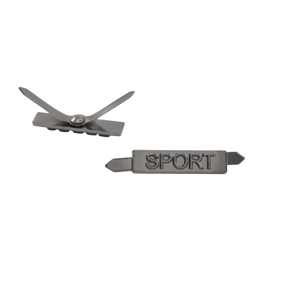 Краб металл SPORT, 2*0,5см, black nikel /лого выпуклый/. Крабы Металл Надписи, Буквы