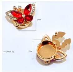 Клипса для пуговицы Бабочка, золото, стразы, камни. шт. Украшение для пуговицы