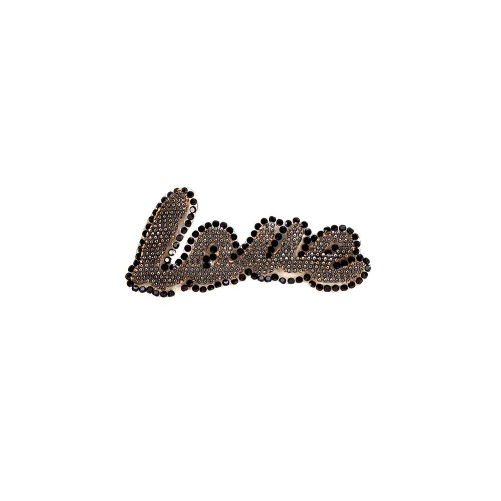 Аппликация клеевая стразы LOVE 7*3,2см, BLACK NICKEL, черные камни, шт. Аппликации клеевые Стразы комб.