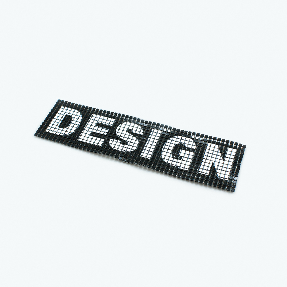 Аппликация клеевая металл Design 16*4см черный, белый. Аппликации клеевые Металл