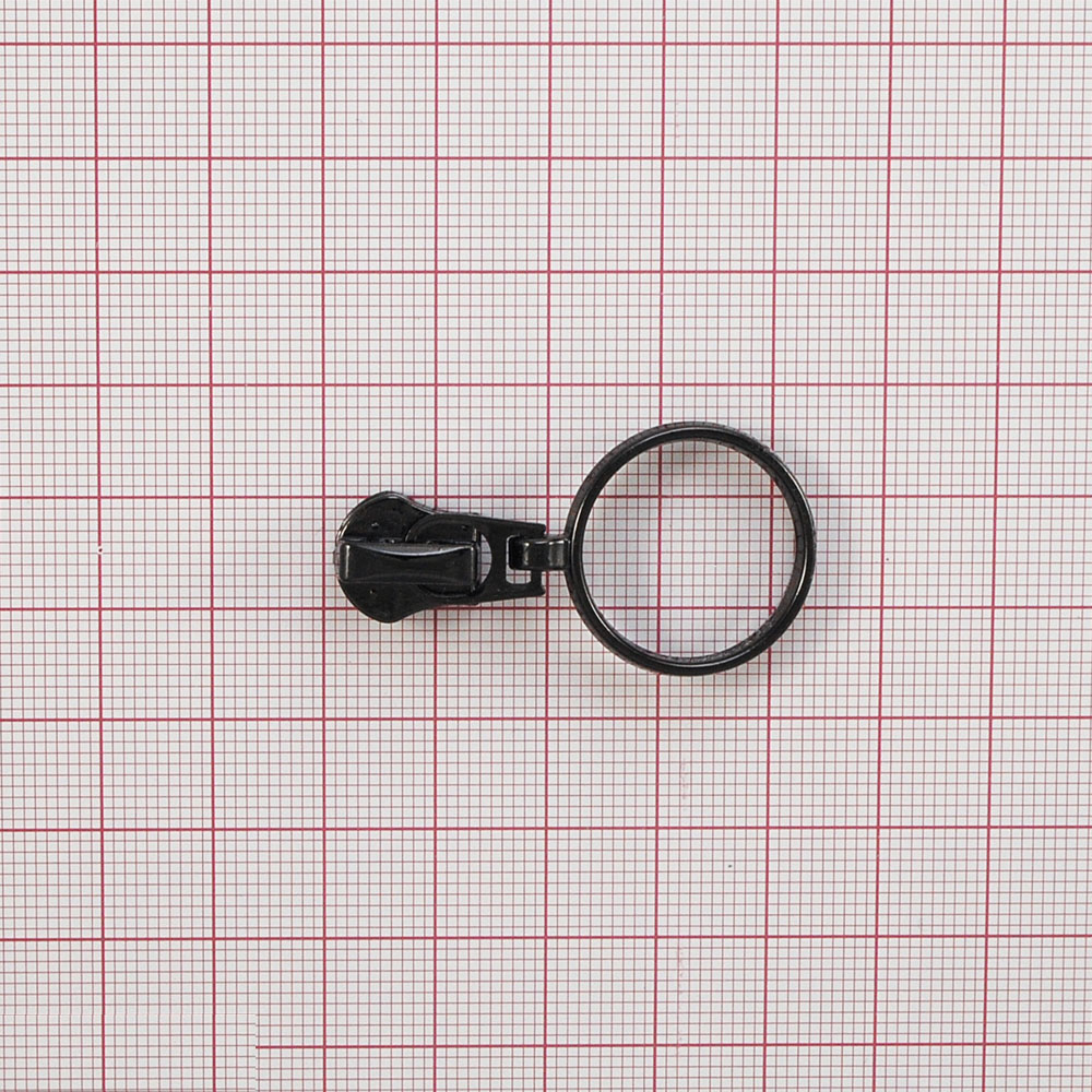 Бегунок металл №5 с подвеской 52*30мм, Кольцо, блек никель, шт. Бегунок