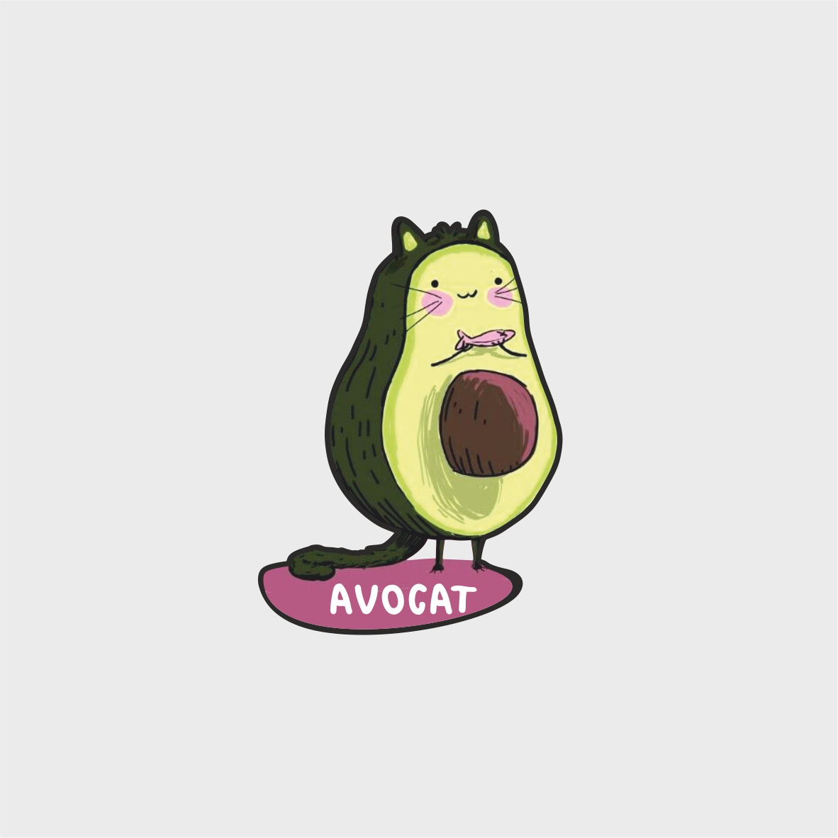 Термоаппликация AVO-CATTO №21-17 (кот авокадо с рыбкой) средняя 6,7*9,4см, шт. Термопереводки Детские