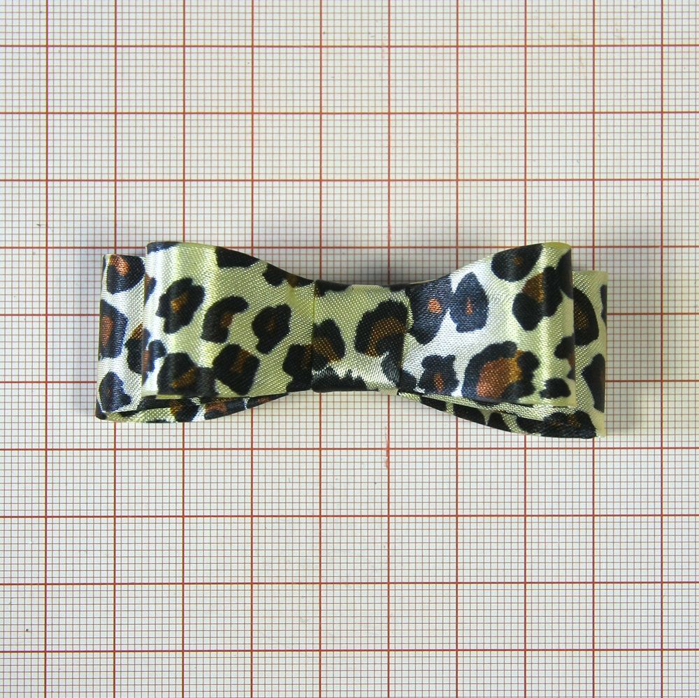 Аппликация декор обувная F-5525 леопардовая, бантик на пластике, шт. Аппликации Пришивные Цветы Банты