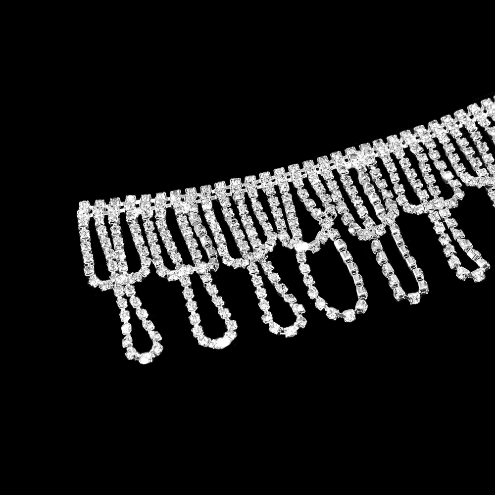 Тесьма стразы Петельки, 5,1см белые камни, ярд. Тесьма из страз