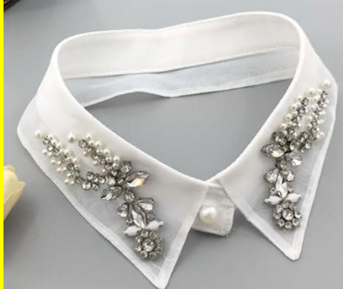 Воротник  Цветущая ветвь, белый, белые камни, жемчуг, шт. Воротники
