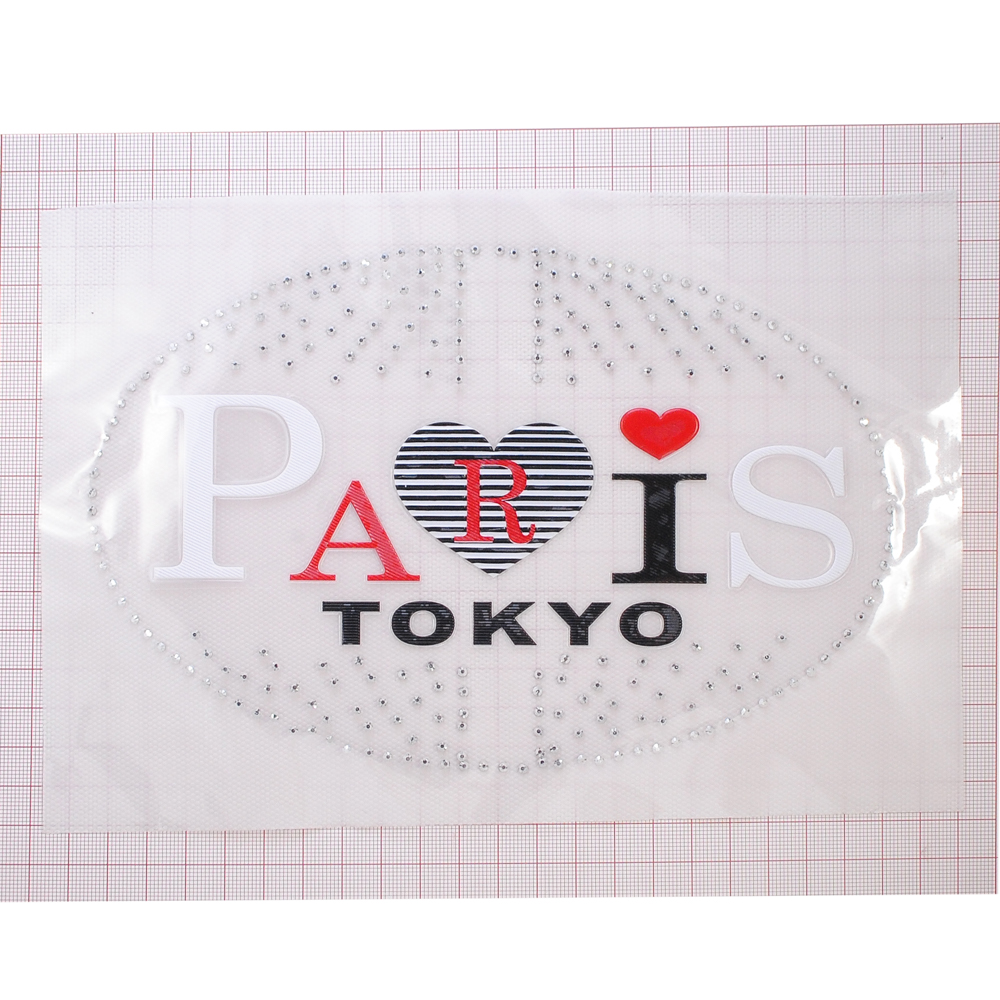 Термоаппликация стразы металл Paris Tokyo, 14.5*20см, черный, красный, белый, шт. Аппликации клеевые Рисунки из страз