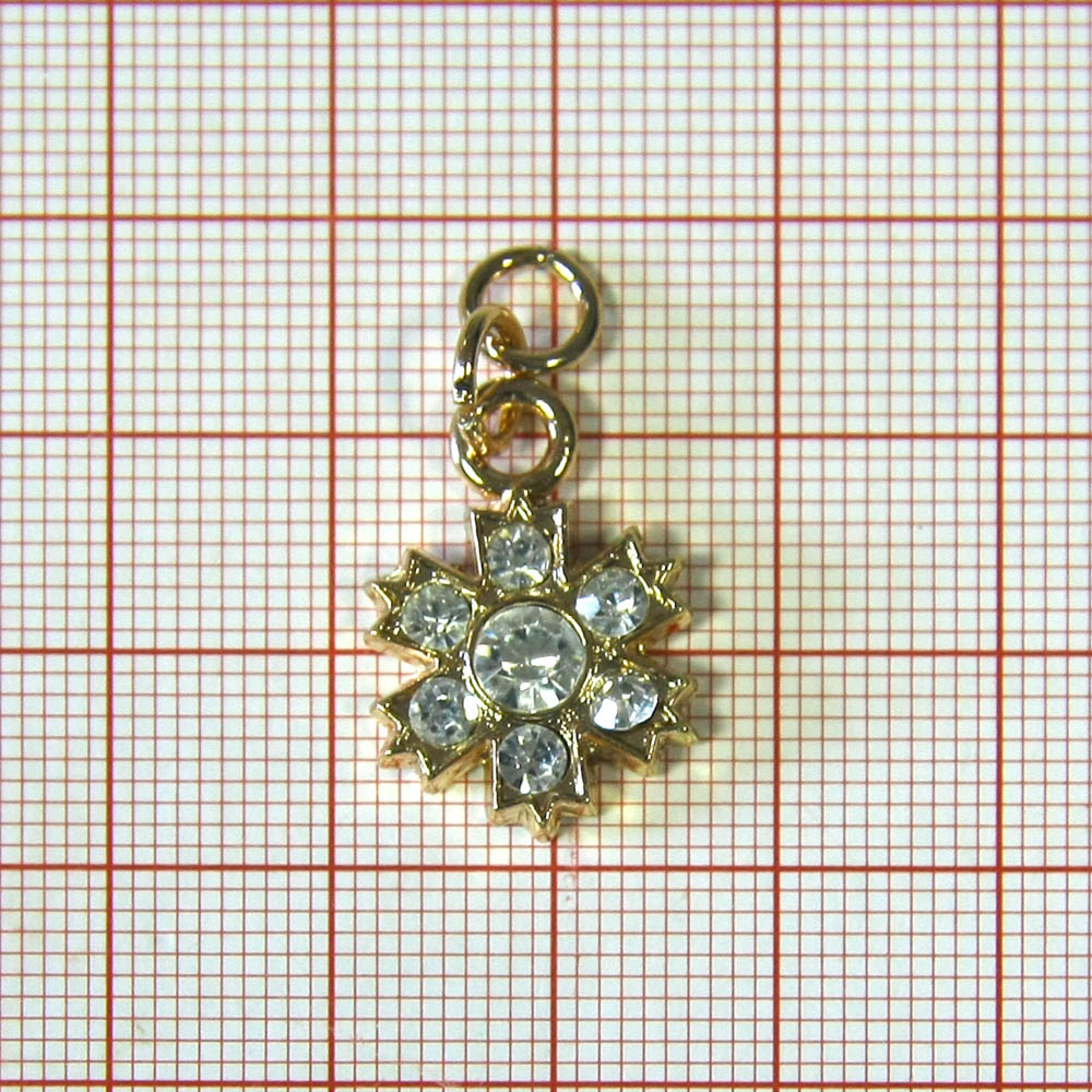 Подвеска металл HX- 003 Цветочек, 28мм GOLD, белые камни, шт. Подвески