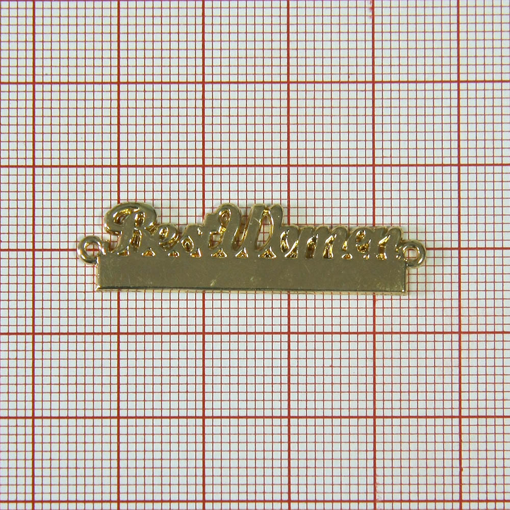 Лейба металл BestWomen, 3,6*1см, GOLD /фигурн.шрифт/. Лейба Металл