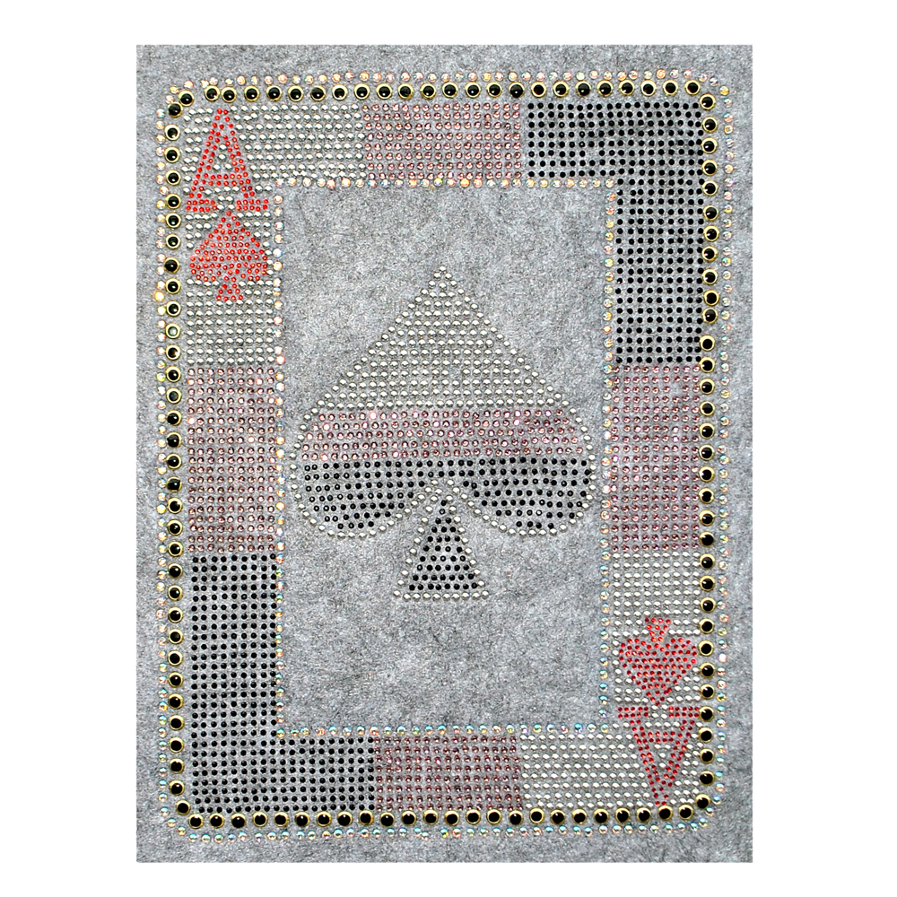 Термоаппликация из страз Карта Пика Туз #1180 - 22,4*29,4см, стразы белые, красные, черные в оправе, шт. Аппликации клеевые Рисунки из страз