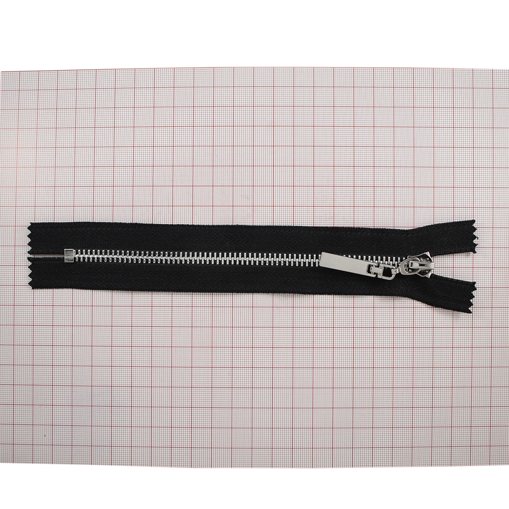 Змейка металлическая  №5 18см С/Е NIKEL, черная ткань, односторонняя, шт. Змейка Металл