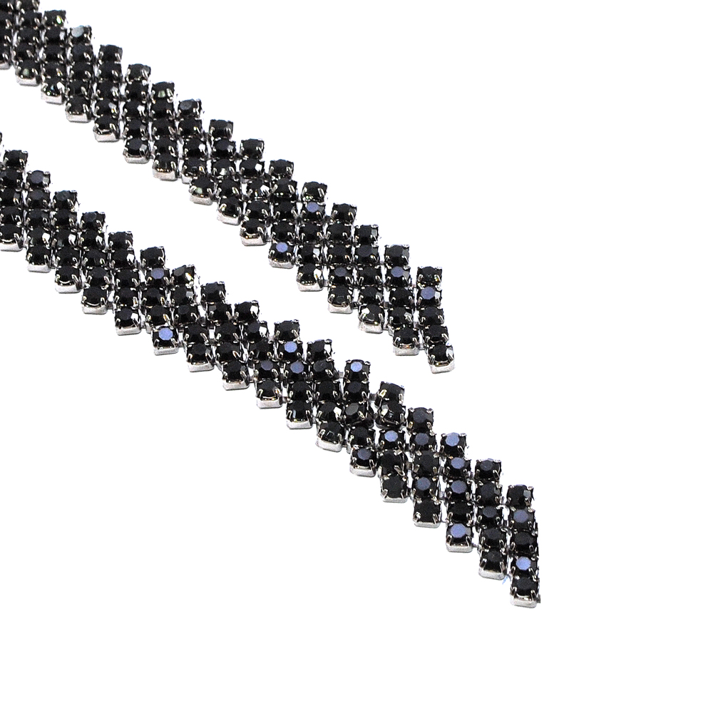 Тесьма стразы Лесенка, 1.6см, черный, ярд. Тесьма из страз