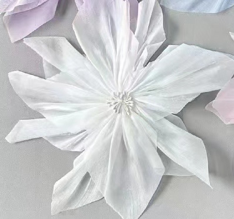 Аппликация тканевая пришивная Цветок 28см, атлас и бисер, белый, шт. Аппликации Пришивные Цветы Банты