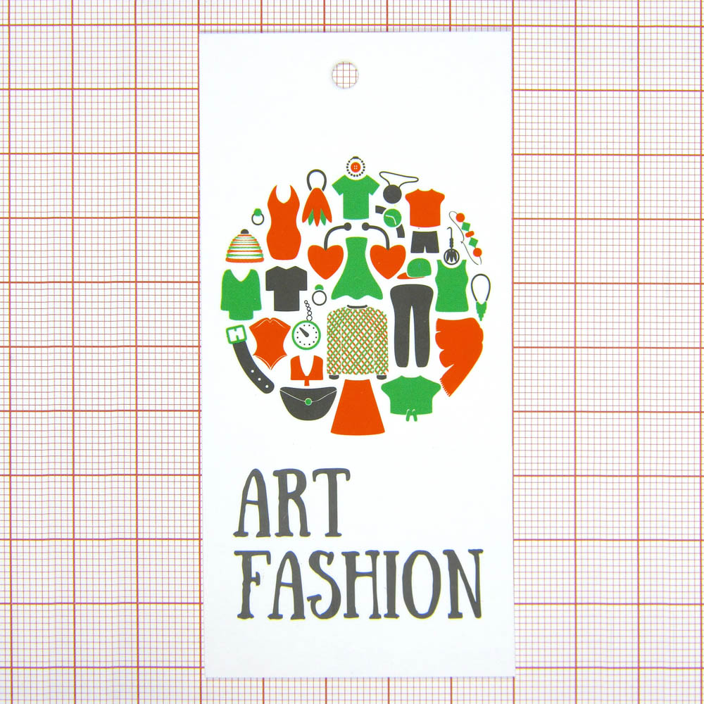 Этикетка бумажная Art Fashion Круг с одеждой 50*100мм, шт. Этикетка бумага