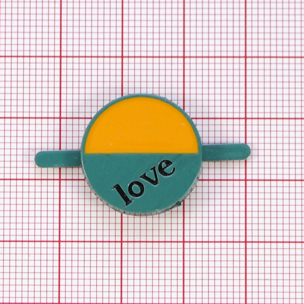 Краб металл, Круг Love, 2*2см, желт., зел., эмаль, шт. Крабы Металл Геометрия Декор