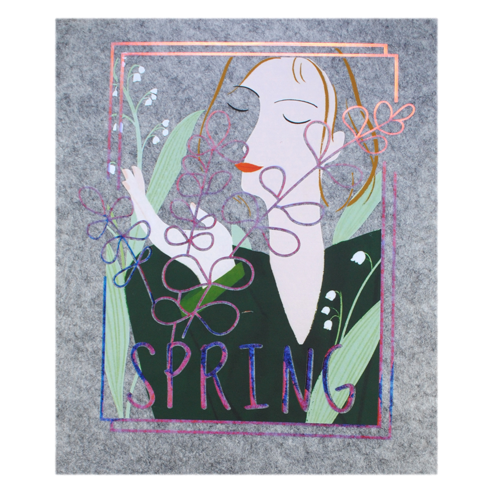Термоаппликация Spring, 19,3*16см, зеленый, бежевый, серый, шт. Термопереводки Ассорти