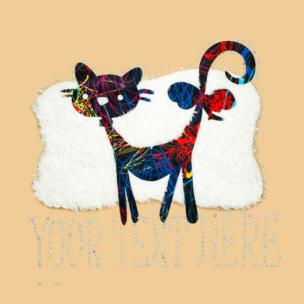 Аппликация клеевая мех Кот и подушка 23*22см цветная, шт. Аппликации клеевые Тканевые