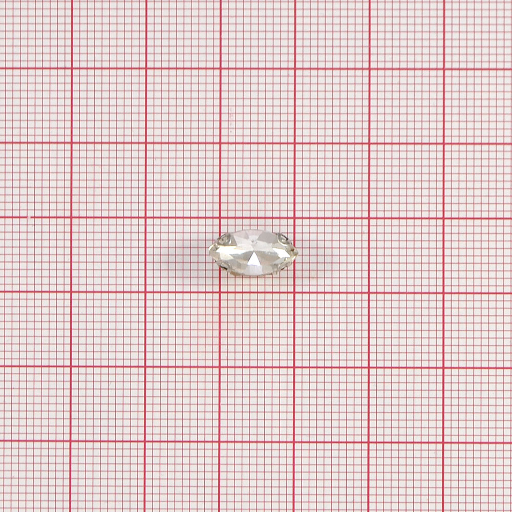 Стразы пришивные в металле, лодка, 6*12мм, белый, шт. Стразы пришивные в металле