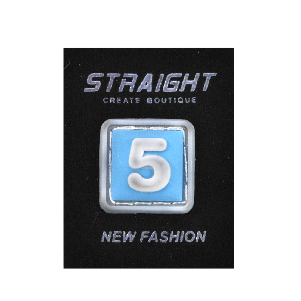 Лейба ткань и резина  Straight "5", 3,5*4,5см, черный, белый, голубой, шт. Лейба Ткань