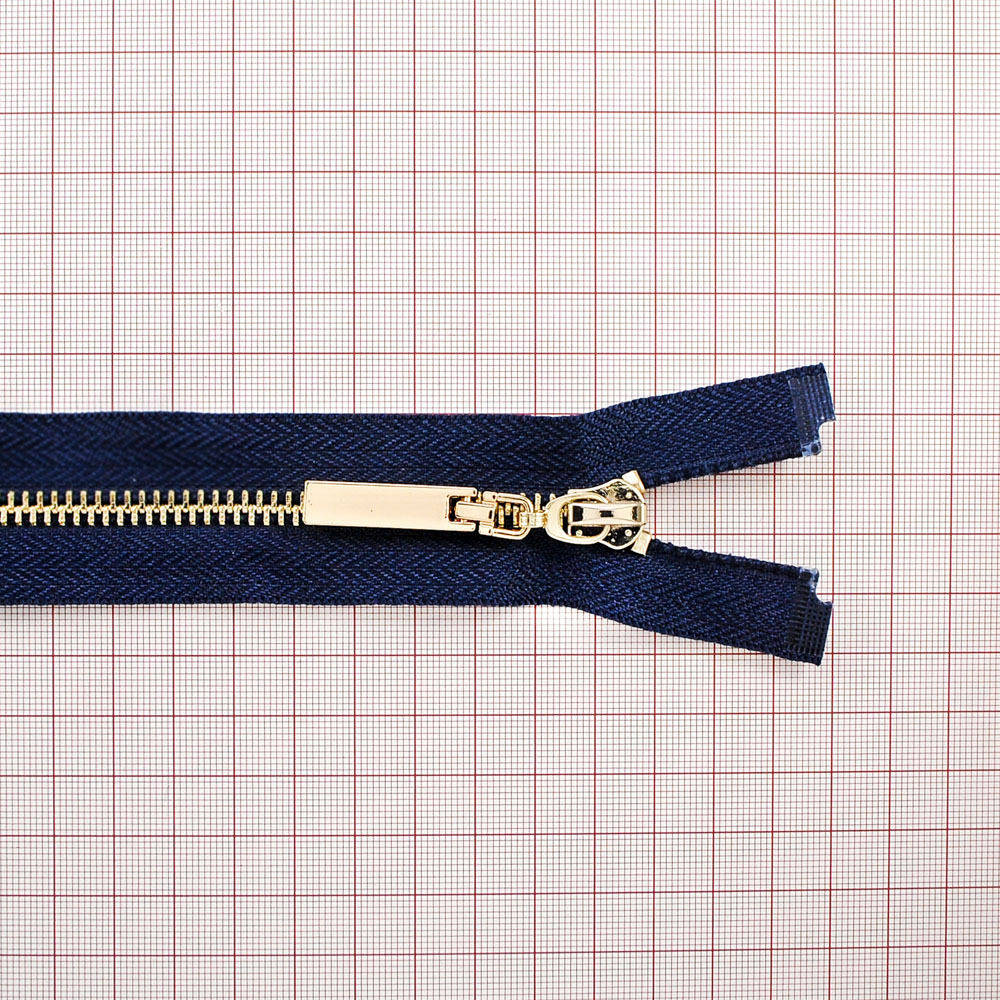 Змейка металлическая  №5 75см О/Е GOLD, синяя ткань, односторонняя, шт. Змейка Металл