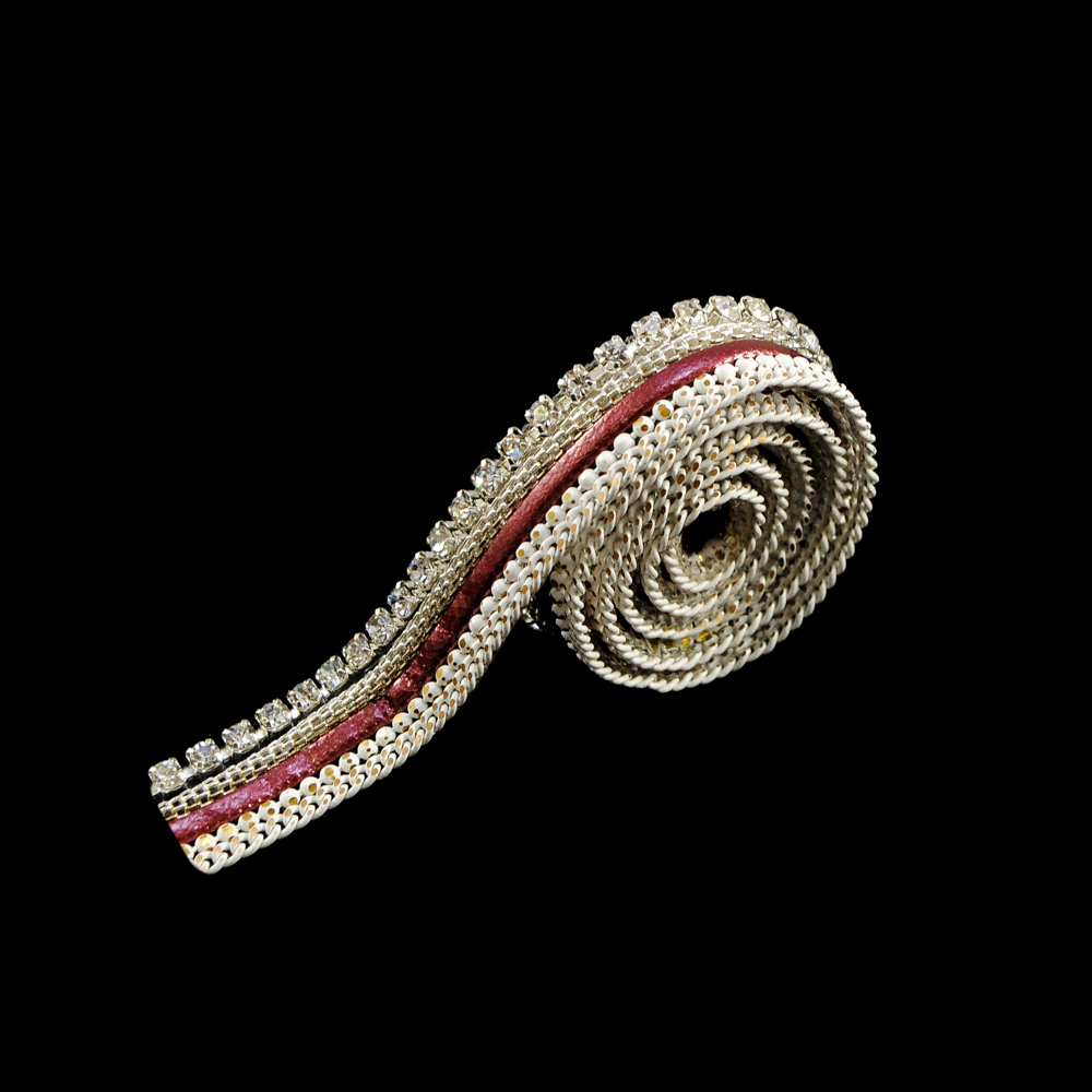 Тесьма стразы клеевые R13,1см, белая, темно-бордовая, NIKEL, никель с белыми камнями, ярд. Тесьма из страз