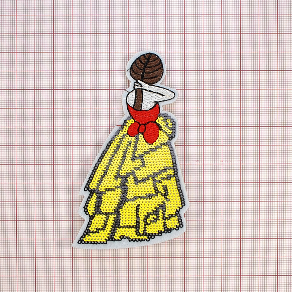 Аппликация клеевая, пайетки, Принцесса, 10*5см, желтый, красный, коричневый, шт. Аппликации клеевые Пайетки