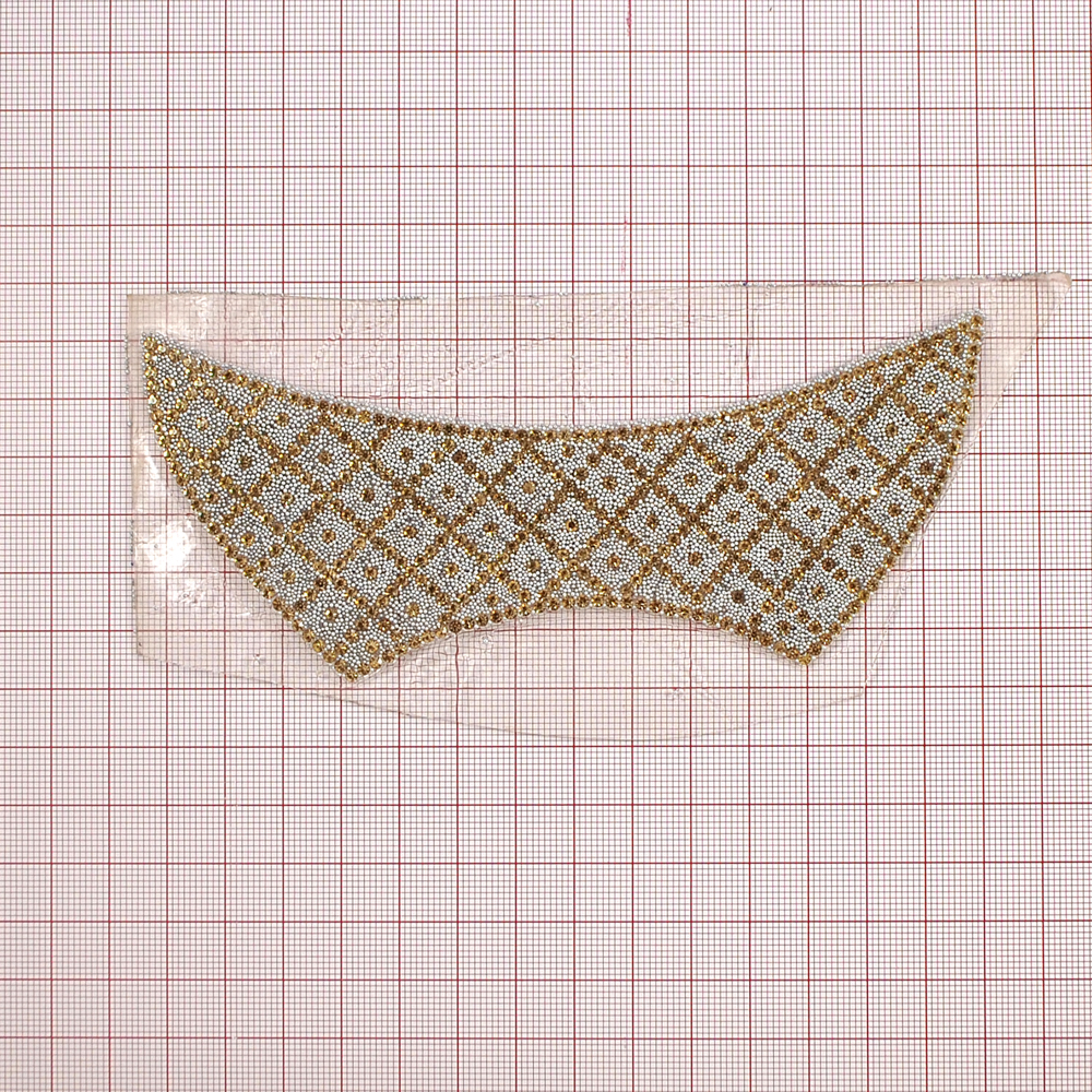 Аппликация клеевая стразы Манжет квадраты 65*145мм серый мелкий бисер, топаз стразы 2мм, шт. Аппликации клеевые Стразы комб.