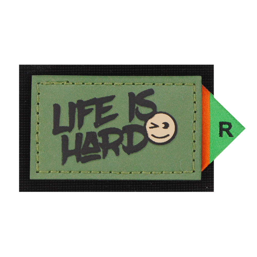 Лейба к/з Прямоугольник Life Is Hard, 6*4см, зеленый, черный, шт. Лейба Кожзам