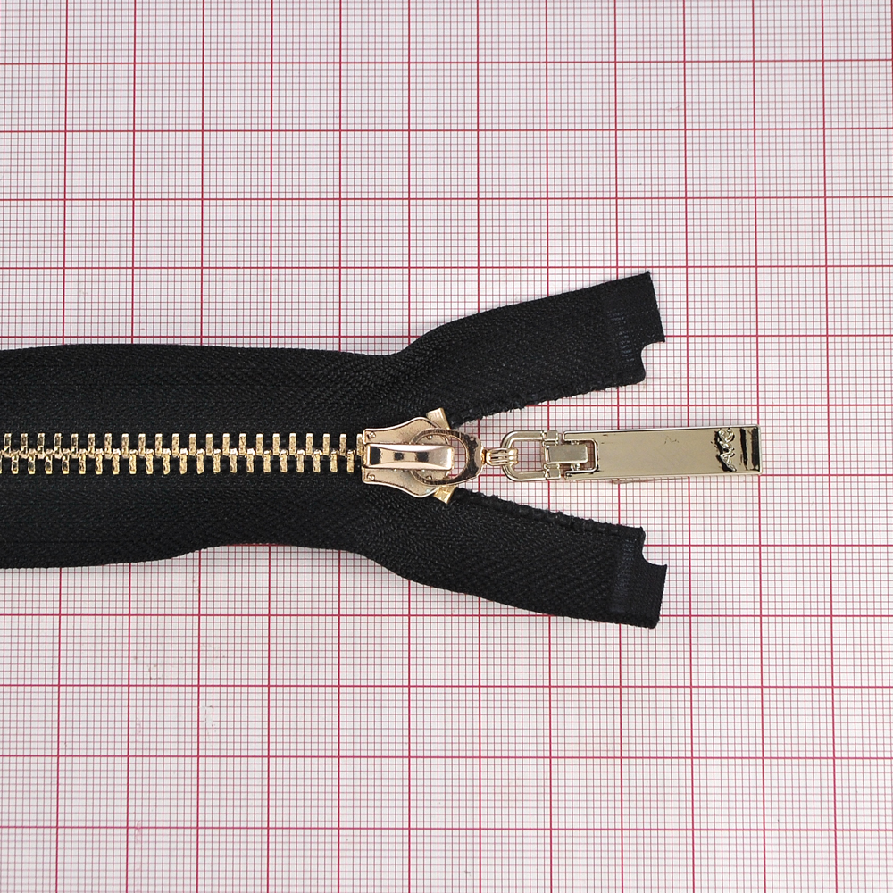 Змейка металлическая  №5 85см О/Е GOLD, черная ткань, односторонняя, шт. Змейка Металл