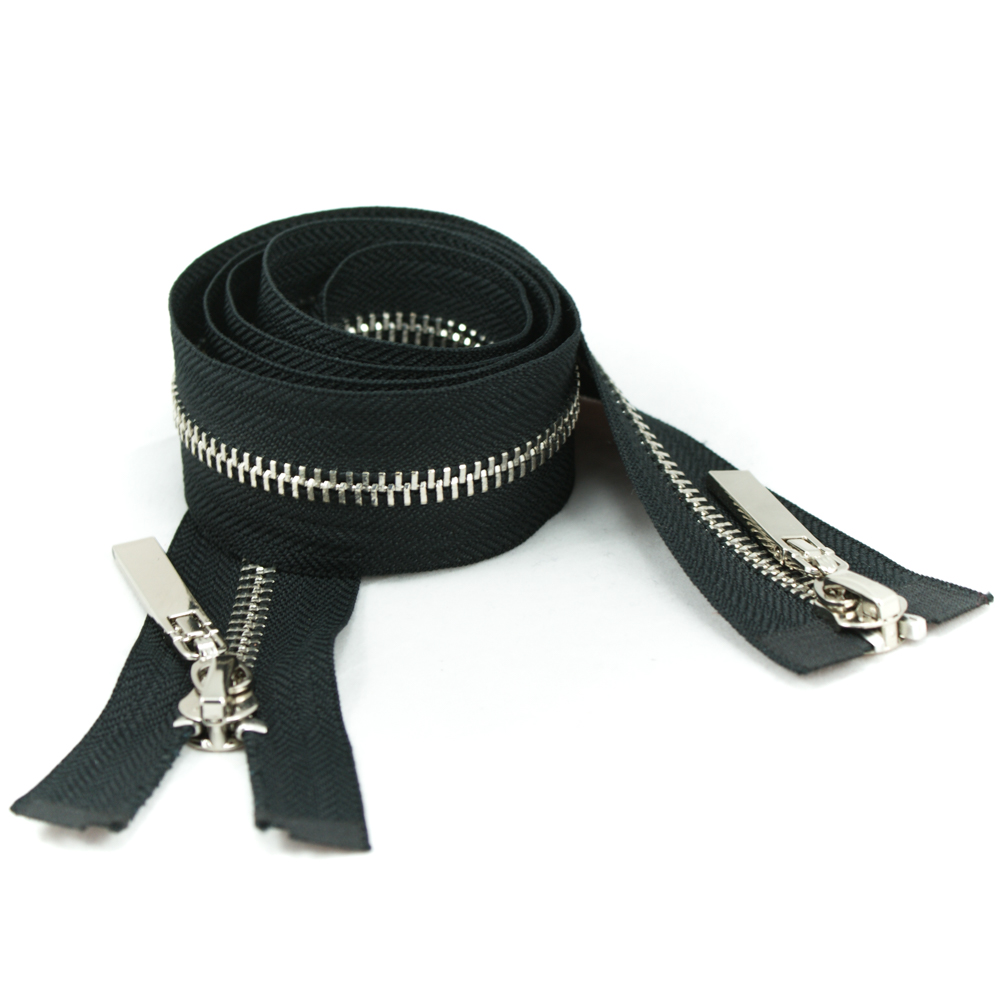 Змейка металлическая №5 95см O/Е NIKEL, черная ткань, двусторонняя, шт. Змейка Металл