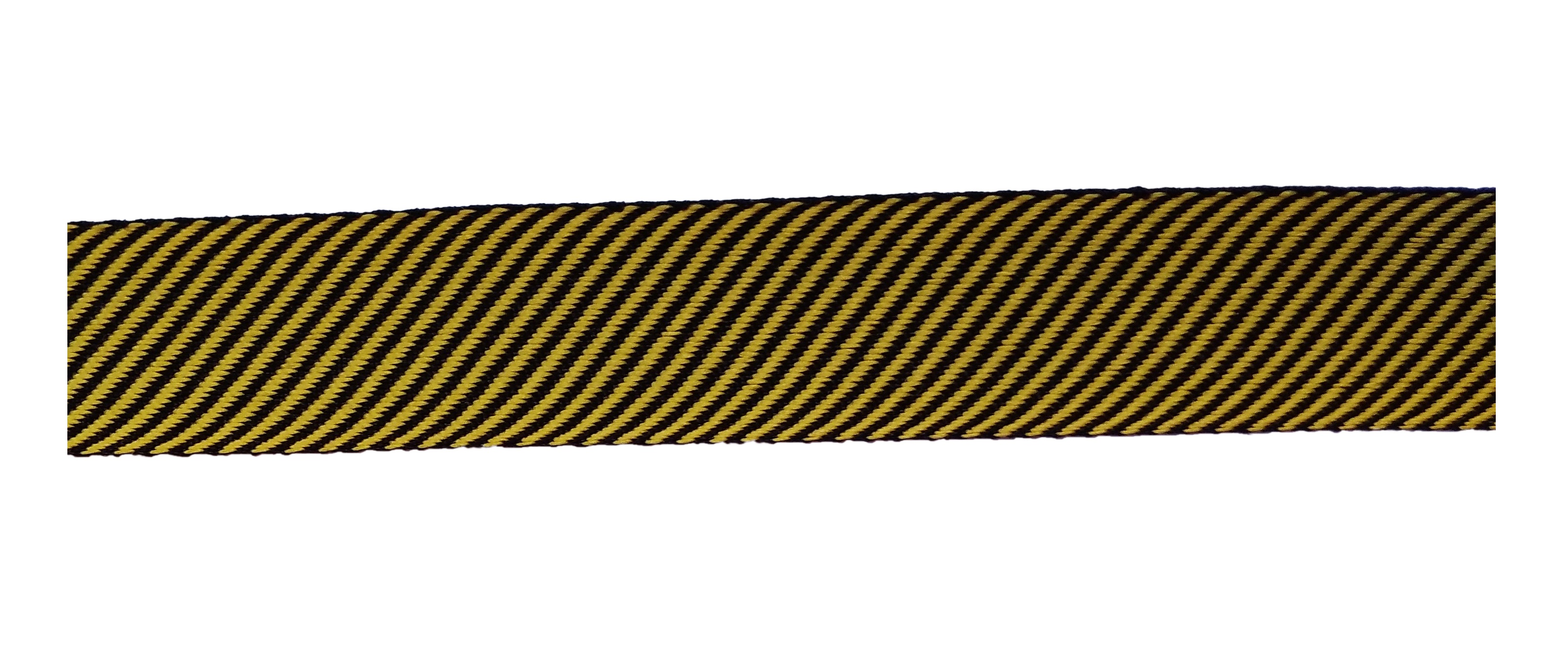 Тесьма тканевая пришивная диагональные полосы 2см, черный, желтый, 100ярд. Тесьма