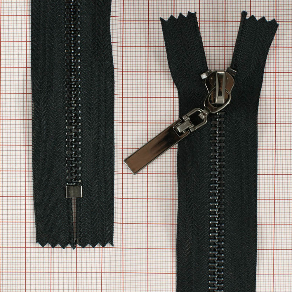 Змейка металлическая №5 85см О/Е BN, черная ткань, односторонняя, шт. Змейка Металл