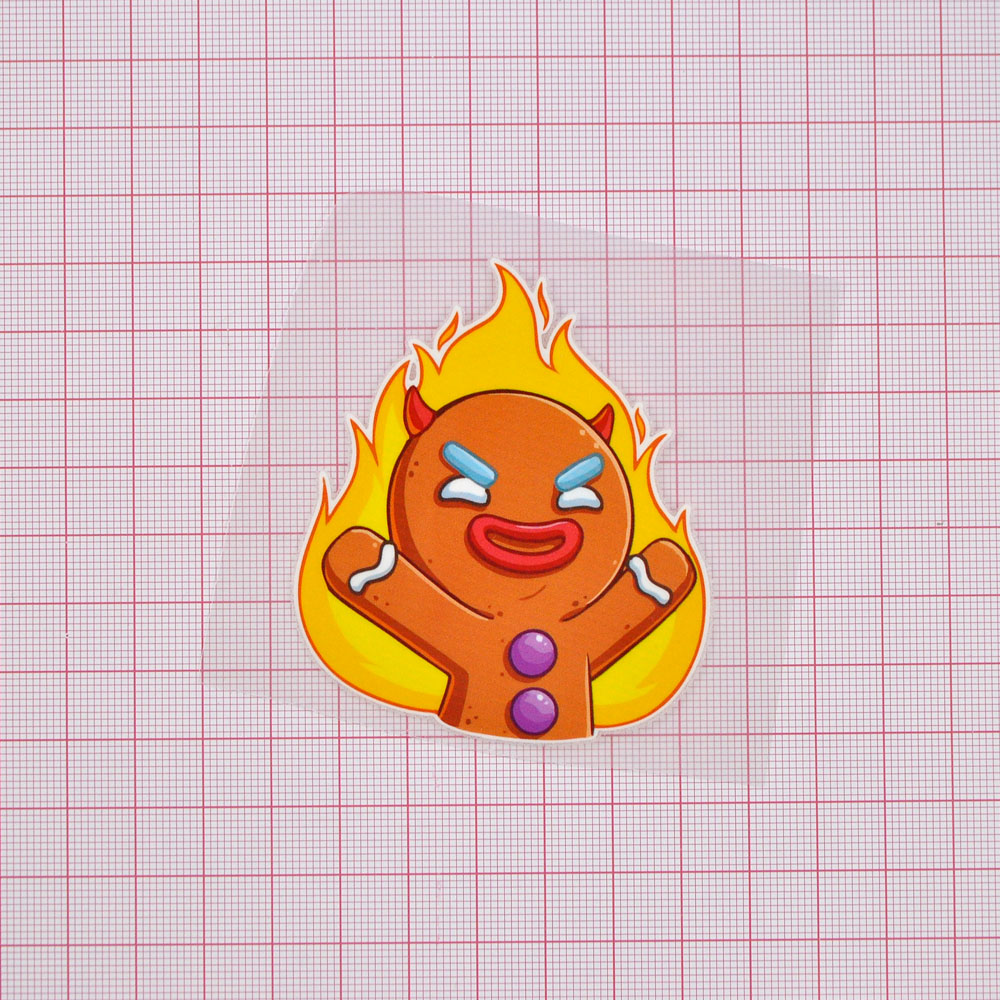 Термоаппликация Имбирный Пряник 7*6,1см,  черный, коричневый, желтый, красный. шт. Термопереводки Детские