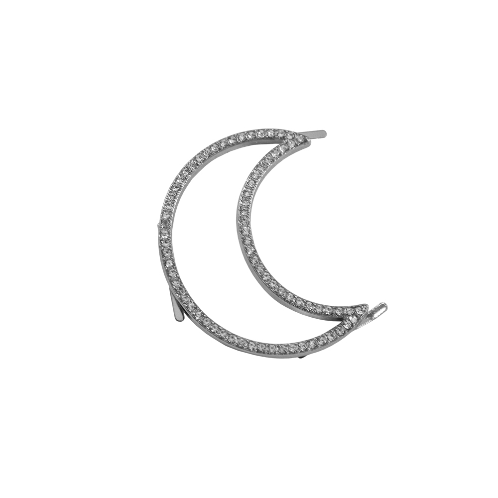 Краб металл Месяц 92122 тонкий 53*23мм NIKEL, белый камень, шт. Крабы Металл Геометрия Декор