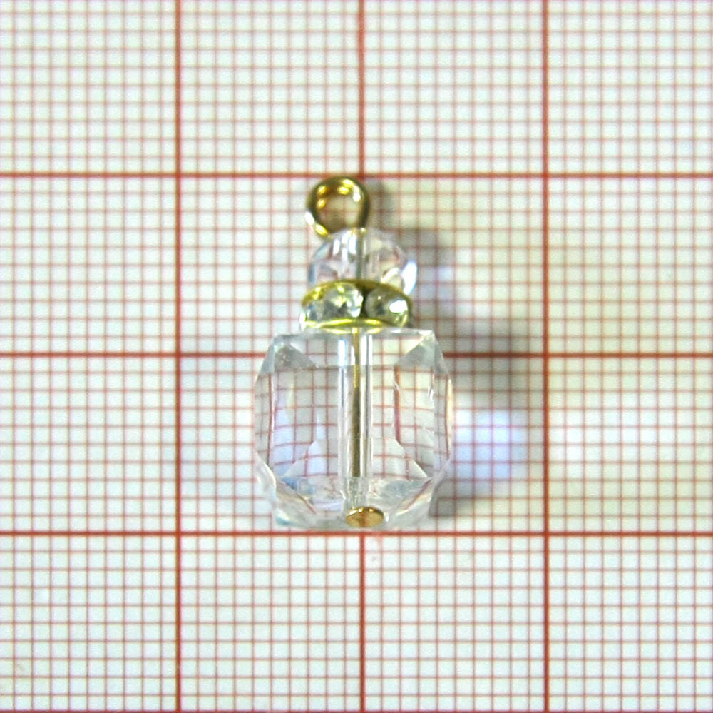 Подвеска Фонарик 10*20мм прозрачный прямоугольный, белые камни, GOLD, шт. Подвески