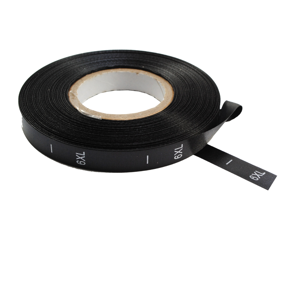 Размерник нейлон черный 6XL, лого серебро, 50м, б. Размерник накатанный нейлон