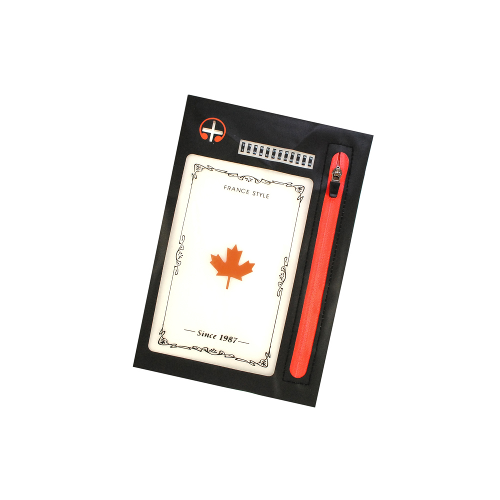 Аппликация пришивная кожзам Кленовый лист карман 22*15, черный и красный, шт. Нашивка Кожзам