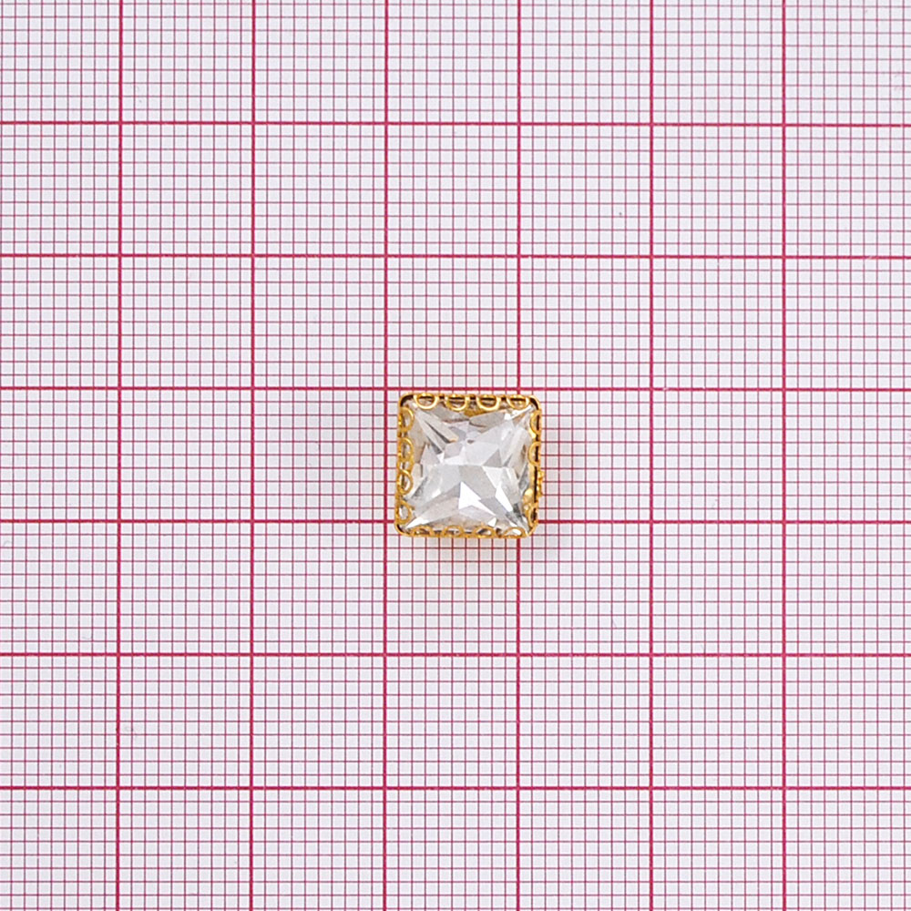 Стразы пришивные в металле, квадрат, оправа, 1*1см, crystal, шт. Стразы пришивные в металле