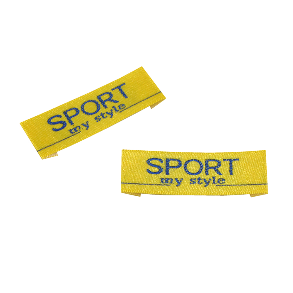 Этикетка тканевая вышитая шт. SPORT my style 1,4см желтая, шт. Вышивка / этикетка тканевая